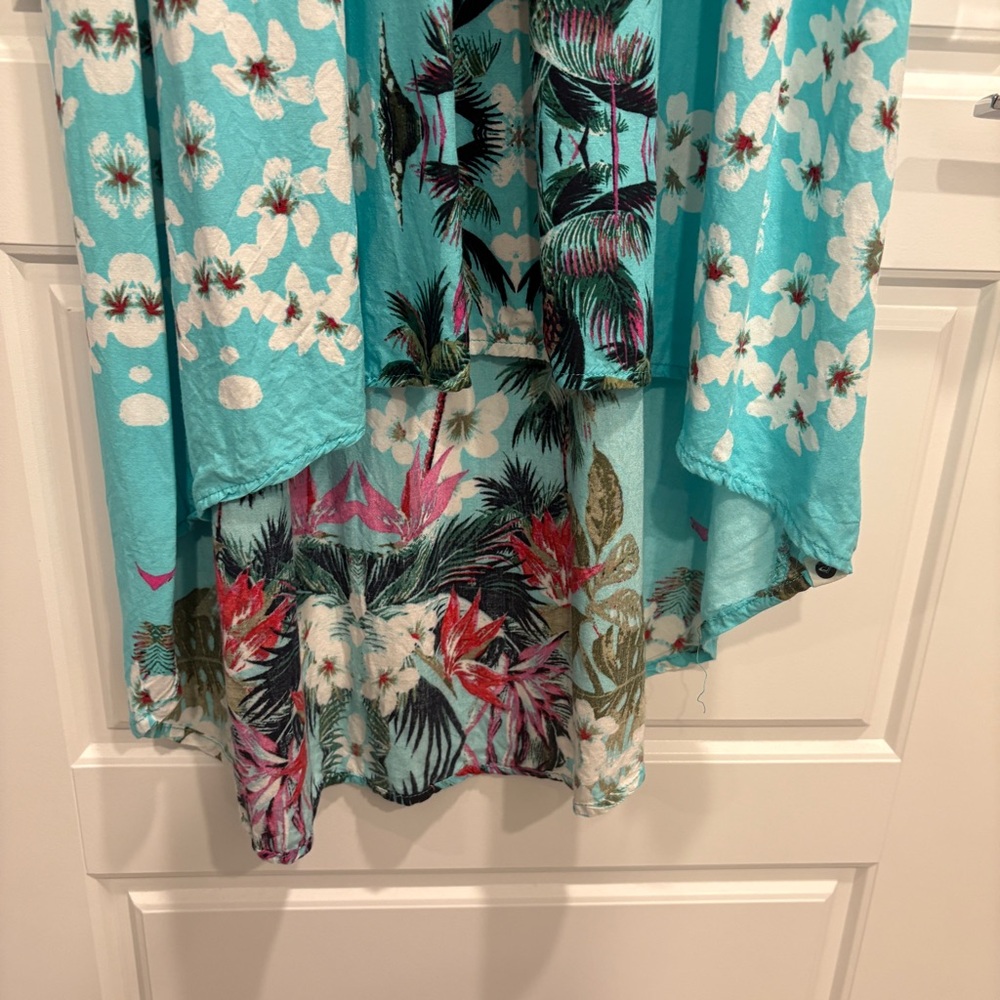 Roxy Floral Strappy Long Dress Size 12 Hawaiian Tropical Beach Vacation Poolside - Picture 6 of 13
